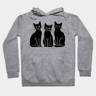 Three Cats black Three Mood Hoodie